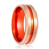 Reston Tungsten Ring Red Groove Center and Anodized Interior Sleeve - 8mm
