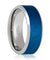 Riverton Blue Tungsten Ring with Reflective Finish Beveled Edges for Men - 8mm