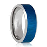 Riverton Blue Tungsten Ring with Reflective Finish Beveled Edges for Men - 8mm