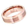Rose Gold Carbide Tungsten Wedding Ring Brushed Center High Polish Beveled Edge - 8mm