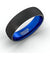 Round Black Tungsten Ring With Brushed Center & Deep Inside Blue IP - 6mm