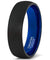 Round Black Tungsten Ring With Brushed Center & Deep Inside Blue IP - 6mm