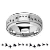 Ruston Engraved Flying Birds Tungsten Carbide Spinner Wedding Band - 8mm