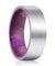 Seattle Men’s Flat Tungsten Carbide Wedding Band with Purple Wood Sleeve - 8mm