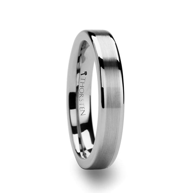 SHEA Women Tungsten Carbide Ring Flat Brushed Center Finish - 4mm & 6mm