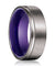 Tacoma Gunmetal Flat Grooved Tungsten Ring with Dark Purple Inside 6mm & 8mm