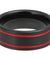 Taos Double Red Grooved Black Pipe Cut Brushed Tungsten Carbide Ring - 8mm