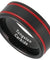 Taos Double Red Grooved Black Pipe Cut Brushed Tungsten Carbide Ring - 8mm