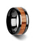 Texas Beveled Black Ceramic Wedding Band With Real Red Oak Wood Inlay 6mm-10mm