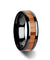 Texas Beveled Black Ceramic Wedding Band With Real Red Oak Wood Inlay 6mm-10mm