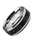 Theo Men’s Domed Tungsten Black & Grey Lava Rock Stone Wedding Band - 8mm