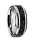 Theo Men’s Domed Tungsten Black & Grey Lava Rock Stone Wedding Band - 8mm