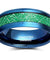 Towson Beveled Blue Tungsten Wedding Band Green Sandstone Meteorite Ring 8mm