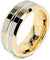 Trenton Yellow Gold Inlaid Grooved Center Gunmetal Tungsten Carbide Ring - 8mm