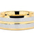 Trenton Yellow Gold Inlaid Grooved Center Gunmetal Tungsten Carbide Ring - 8mm