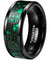 TULSA Mens Steampunk Gear Wheel Green Carbon Fiber Inlaid Tungsten Ring - 8mm