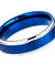 Tungsten Carbide Ring With Blue IP Brushed Center High Polish Stepped Edges - 6mm