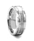 Tungsten Carbide Wedding Band Brush Finished Center Alternating Grooves - 8mm