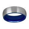 Tungsten Carbide Wedding Ring Comfort Fit Blue Round Domed Brushed - 2mm - 8mm