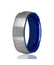 Tungsten Carbide Wedding Ring Comfort Fit Blue Round Domed Brushed - 2mm - 8mm