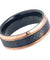 Tungsten Ring Inlaid with Black Carbon Fiber & Beveled Rose Gold IP Finish - 8mm
