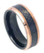 Tungsten Ring Inlaid with Black Carbon Fiber & Beveled Rose Gold IP Finish - 8mm