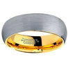 Tungsten Ring With 18K Yellow Gold Plated Domed Brushed Comfort Fit - 7mm