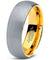 Tungsten Ring With 18K Yellow Gold Plated Domed Brushed Comfort Fit - 7mm