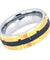 Tungsten Ring With Grooved Yellow Gold IP Sides and Black Center - 8mm