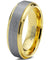 Tungsten Ring Yellow Gold IP Brushed Polished Comfort Fit with Stepped Edges - 6mm
