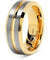 Tungsten Rings for Mens Two Tone Gold Wedding Bands Silver Matte Finish - 8mm