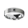 Tungsten Wedding Band with Black Diamond Setting Brushed Center 6mm & 8mm
