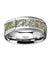 Tungsten Wedding Ring Light Green Dinosaur Bone Inlay Beveled Polished Finish - 8mm