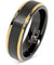 Tupelo Black Tungsten Ring with Yellow Gold Plated Step Edges - 6mm