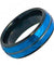 Two-Tone Tungsten Ring Blue IP & Black Hammered Finish Beveled Edge High Polished Stepped - 8mm