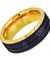 Two-Tone Tungsten Ring Yellow Gold Plated & Black Outside Brushed Grooved - 8mm