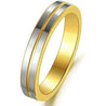 Vinita Yellow Gold Grooved Flat Tungsten Carbide Ring For Her - 4mm