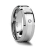 VITUS Silver Inlaid Center Beveled Tungsten Carbide Ring With Diamond - 8mm