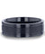 VULCAN Black Titanium Men’s Wedding Band Polished Dual Offset Grooves 8mm