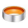 Welch Flat Brushed Men’s Tungsten Carbide Wedding Band Orange Inner - 8mm