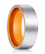 Welch Flat Brushed Men’s Tungsten Carbide Wedding Band Orange Inner - 8mm