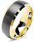 Whitman Yellow Gold Plated Beveled Tungsten Ring w/ Brushed Gunmetal- 8mm