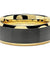 Whitman Yellow Gold Plated Beveled Tungsten Ring w/ Brushed Gunmetal- 8mm