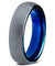 Womens Carbide Tungsten Wedding Ring Comfort Fit Blue Round Domed Brushed - 4mm