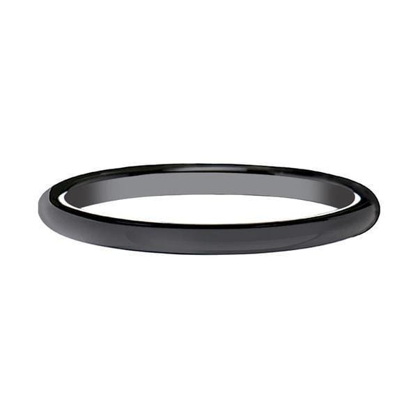 Women’s Domed Black Ceramic Wedding Ring with Polished Finish - 2mm