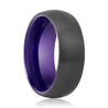 Yankton Domed Black Brushed Tungsten Ring Dark Purple Plated Interior 6mm - 10mm
