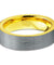 Yellow Gold Plated Tungsten Ring Flat Cut Comfort Fit and Brushed Finish - 6mm