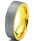 Yellow Gold Plated Tungsten Ring Flat Cut Comfort Fit and Brushed Finish - 6mm