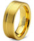 Yellow Gold Plated Tungsten Wedding Band Flat Cut With Grooved Center - 6mm