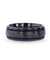 ZION Black Titanium Diagonal Pattern Wedding Ring Blue Milgrain Grooves – 8mm